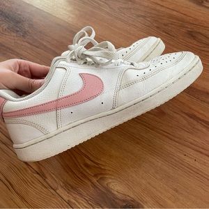 Nike Logo Court Vision Sneakers White & Blush Pink